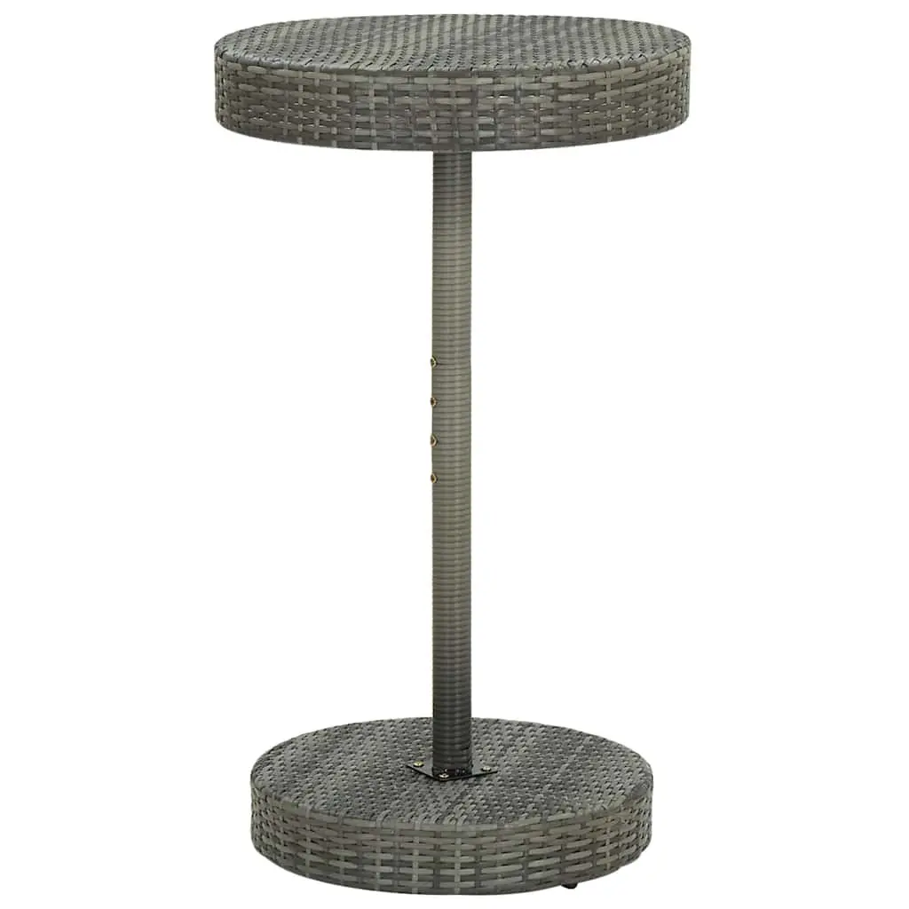 3 Piece Garden Bar Set Outdoor Poly Rattan Table and Stools with Cushions Grey