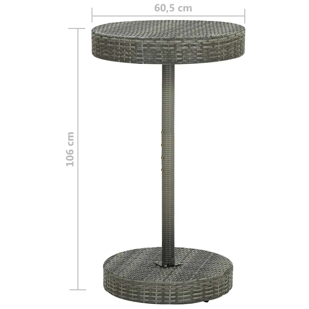 3 Piece Garden Bar Set Outdoor Poly Rattan Table and Stools with Cushions Grey