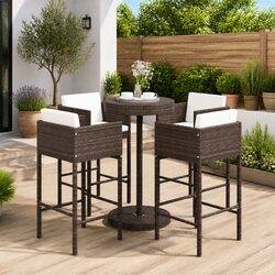 5 Piece Outdoor Garden Bar Set with Cushions for Comfort
