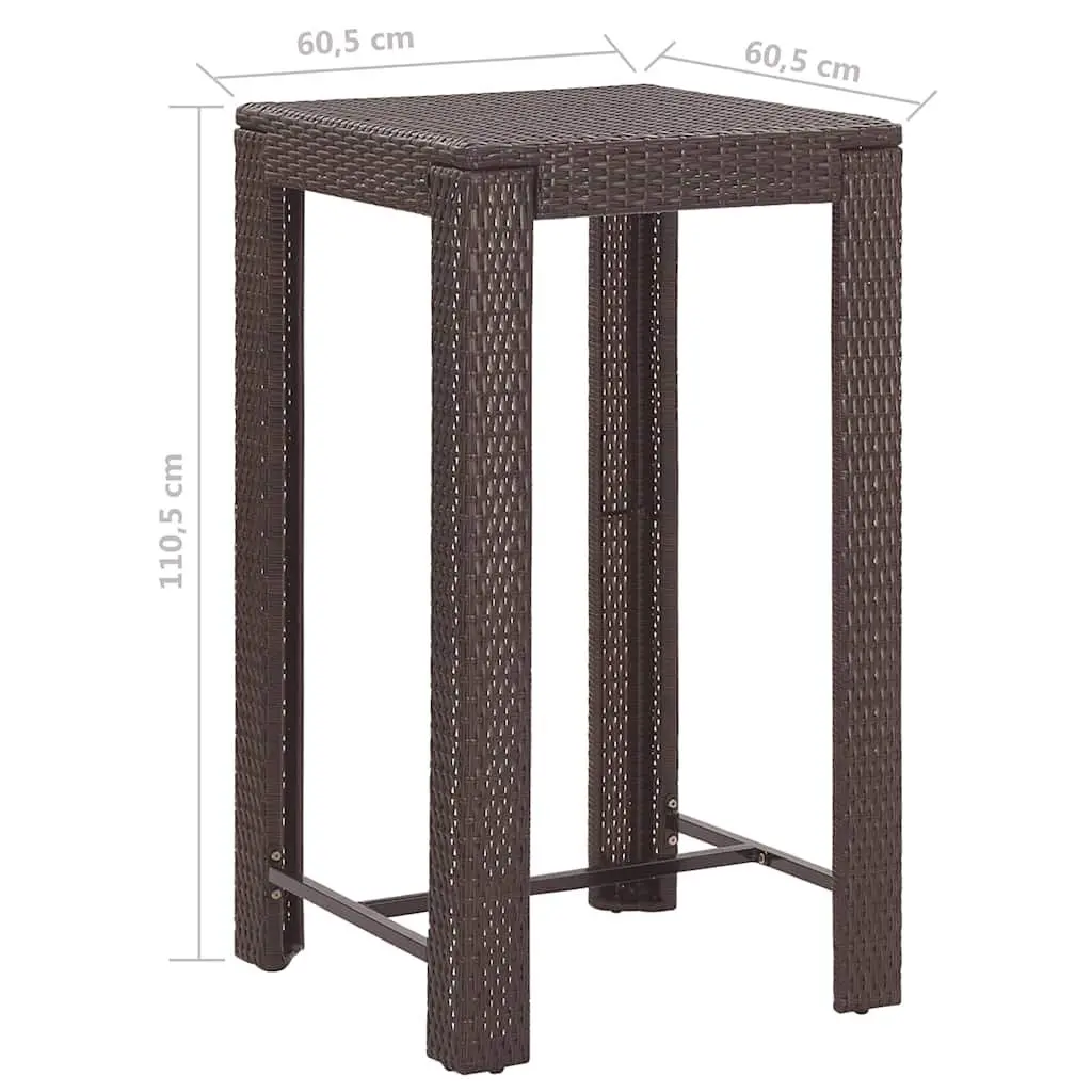 Garden Bar Set 3 Piece Poly Rattan Outdoor Bar Table Stools with Cushions