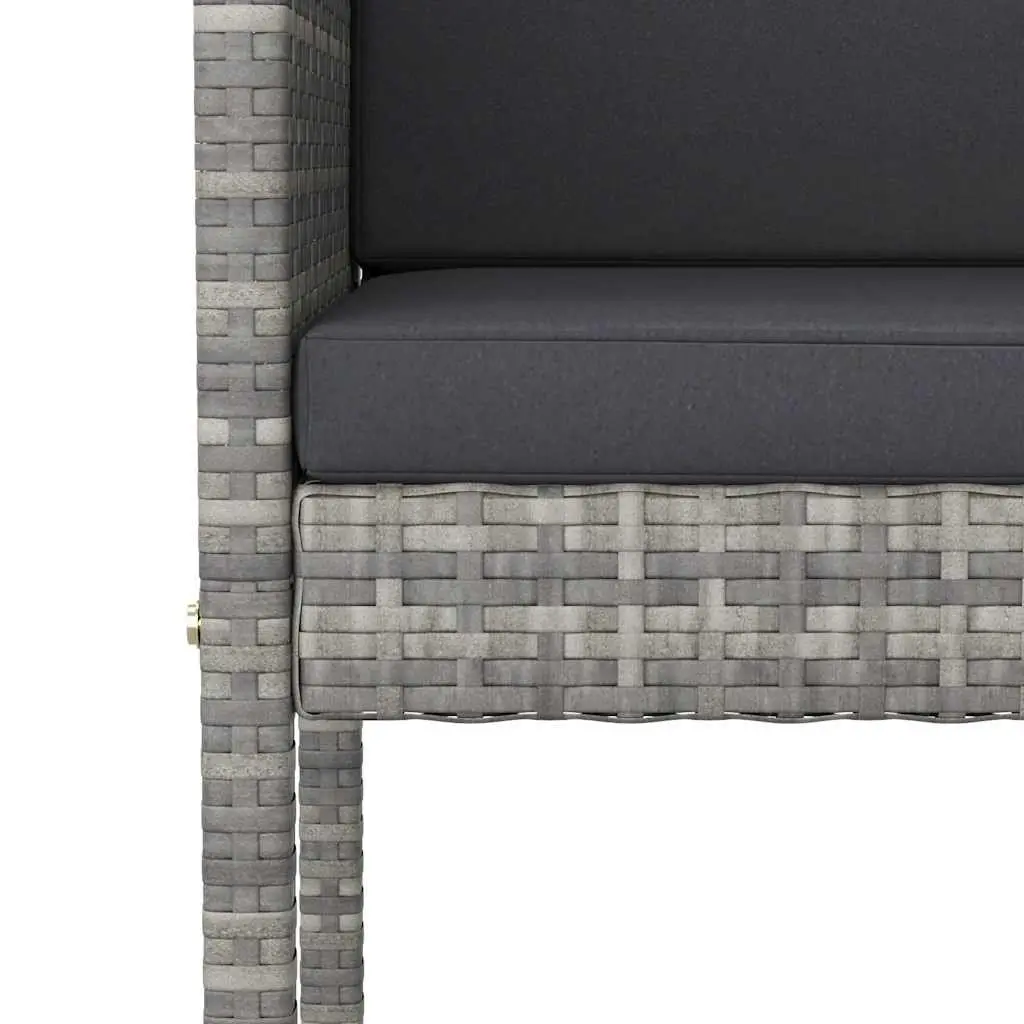3 Piece Garden Bar Set Cushions Outdoor Rattan Bar Table Stools Grey
