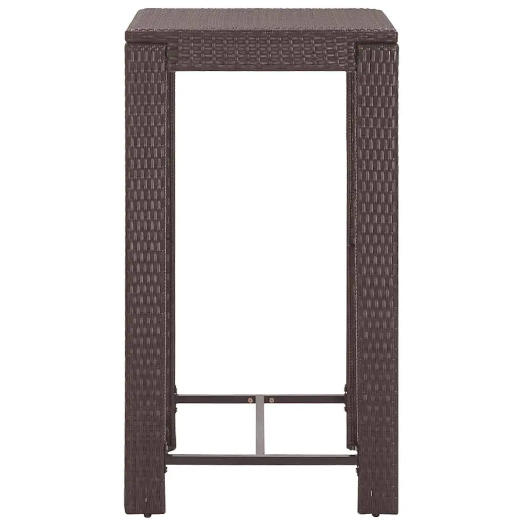 Outdoor Bar Set Weatherproof PE Rattan Brown Garden Stools and Table with Cushions 5 Piece