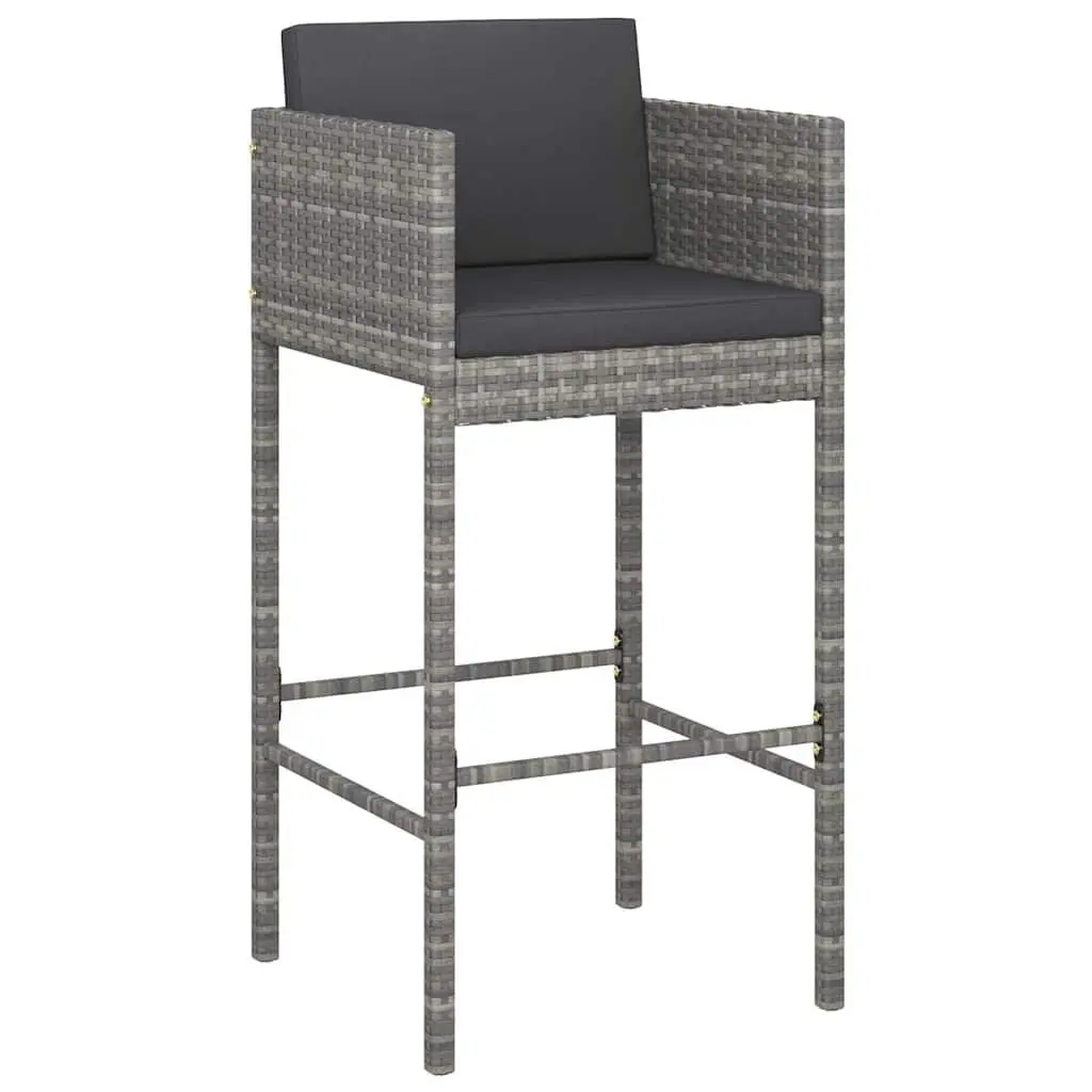 5 Piece Garden Bar Set Weather-resistant PE Rattan Outdoor Table Stools Grey