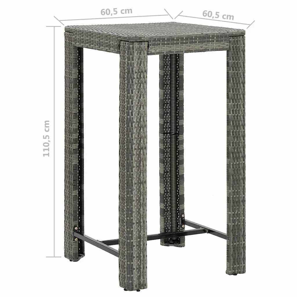 5 Piece Garden Bar Set Weather-resistant PE Rattan Outdoor Table Stools Grey