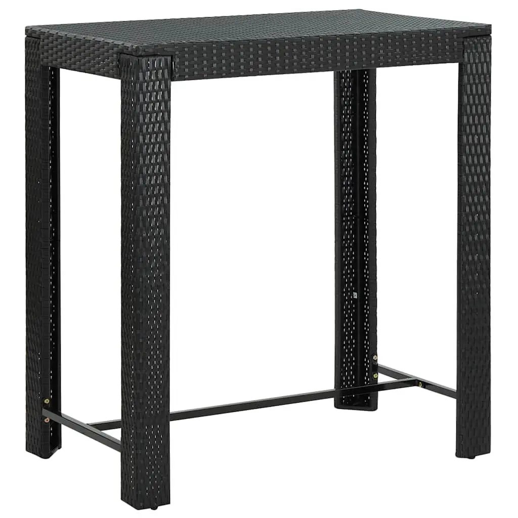 5 Piece Garden Bar Set with Cushions Outdoor Rattan Bar Table Stools Black