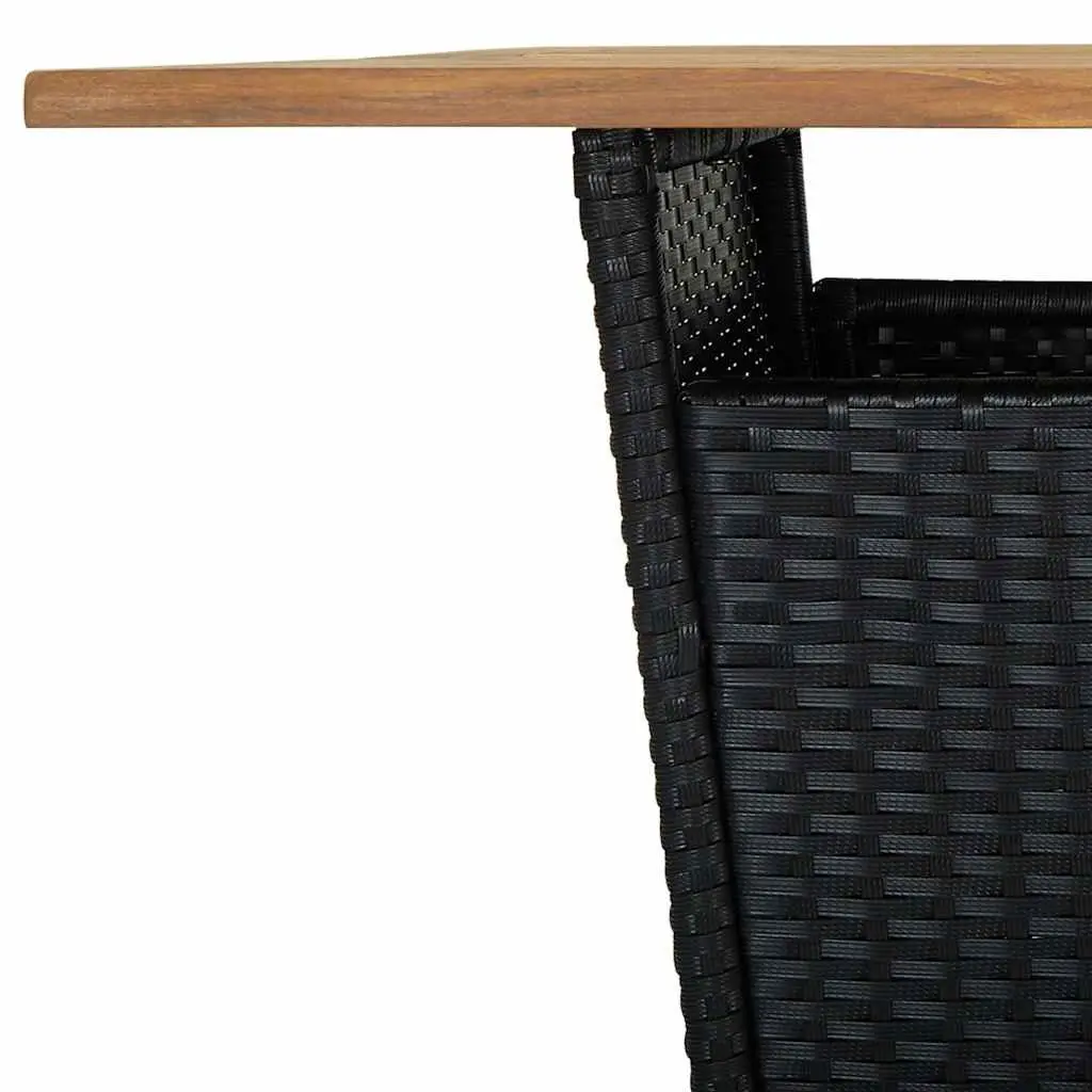 3 Piece Garden Bar Set Cushions Poly Rattan Outdoor Table Stools Black