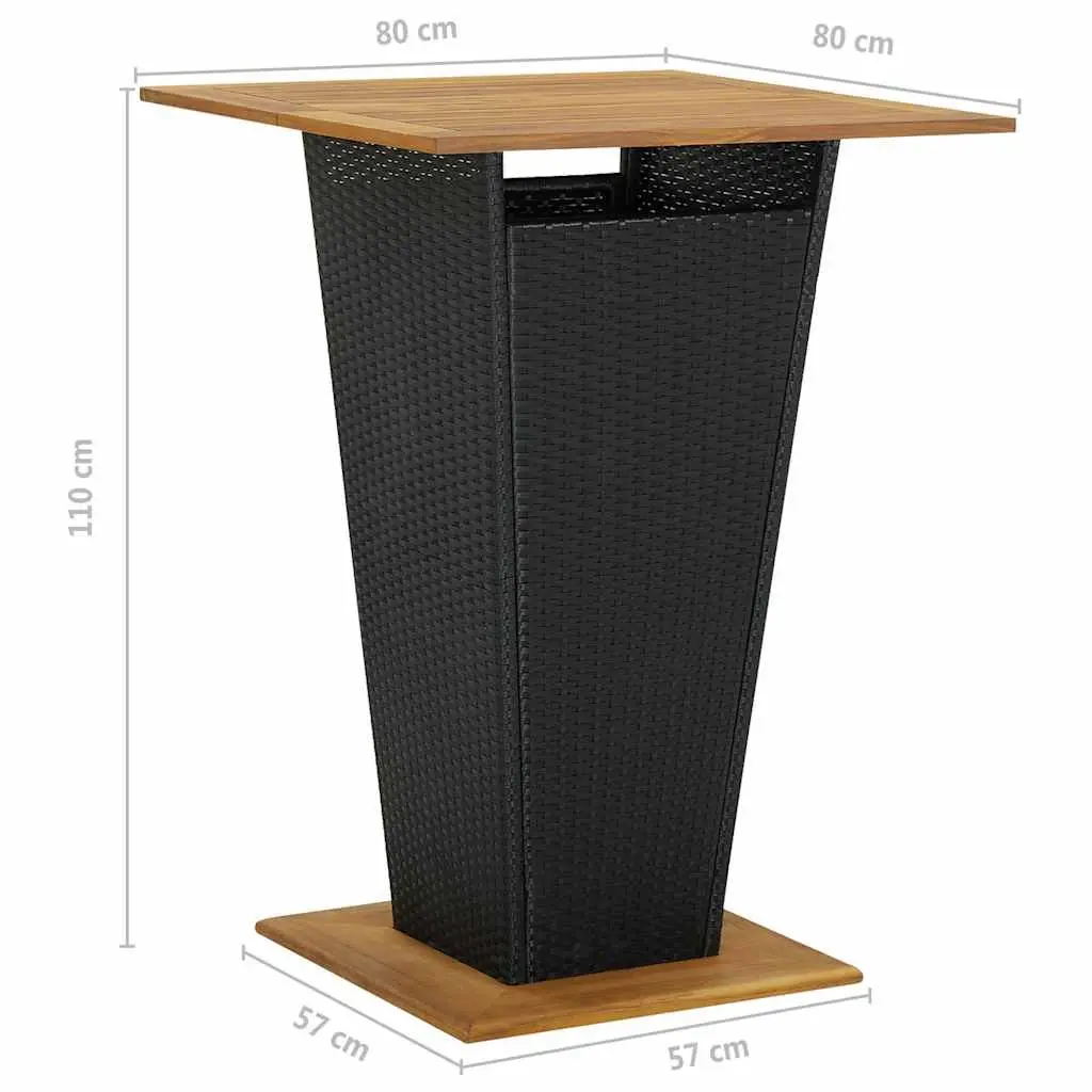 3 Piece Garden Bar Set Cushions Poly Rattan Outdoor Table Stools Black