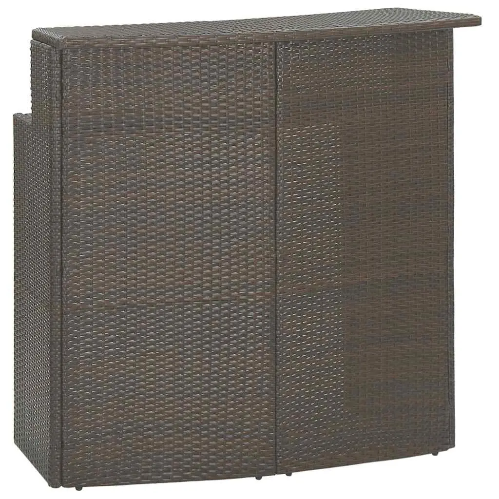 3 Piece Outdoor Bar Set with Cushions Weather-Resistant Poly Rattan Table and Stools Brown