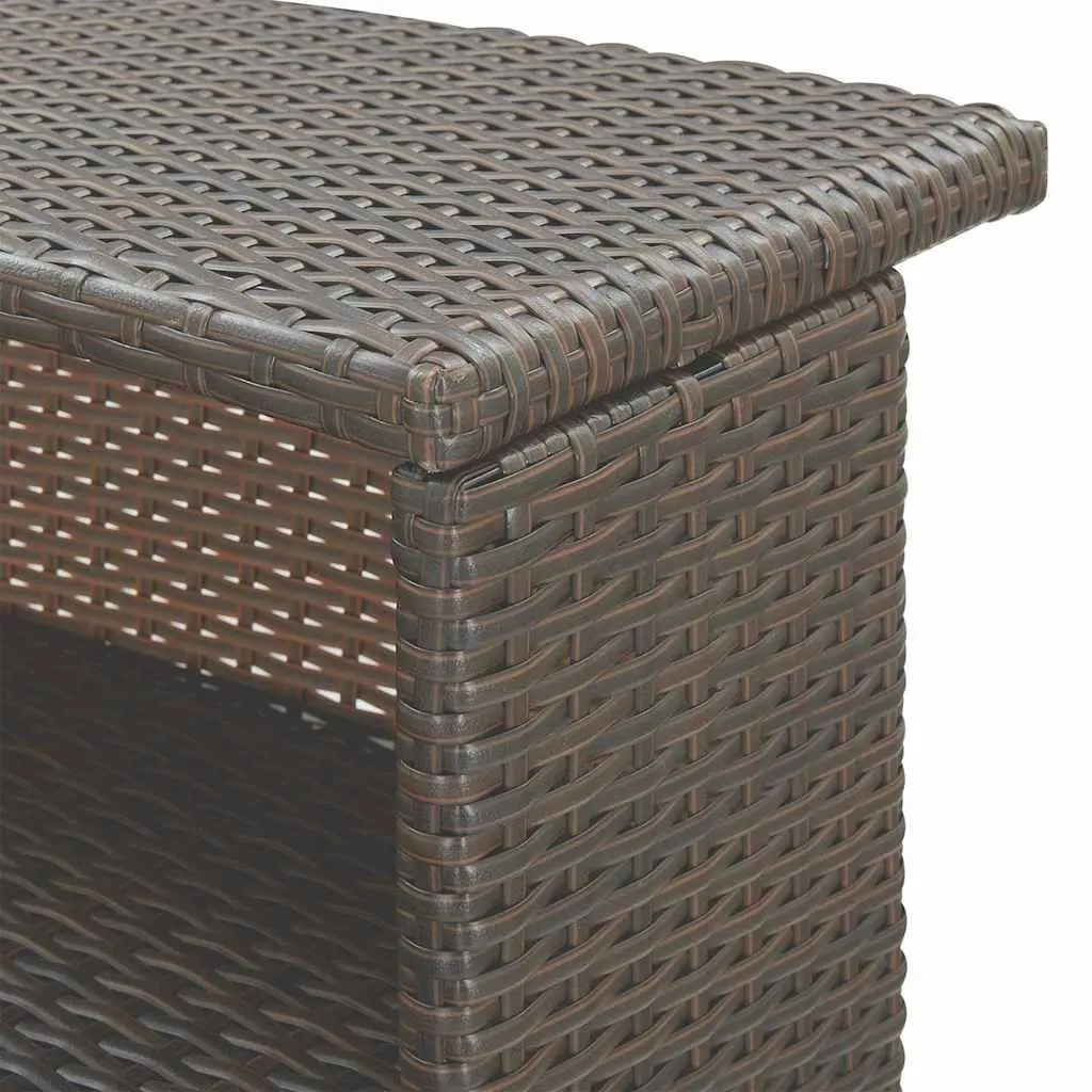 3 Piece Outdoor Bar Set with Cushions Weather-Resistant Poly Rattan Table and Stools Brown