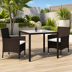 Friendly 3 Piece Outdoor Dining Set in Brown Rattan