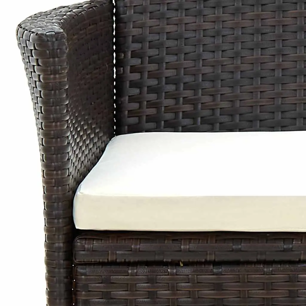 Outdoor Dining Set Brown Rattan 3 Piece Garden Furniture Table with Chairs