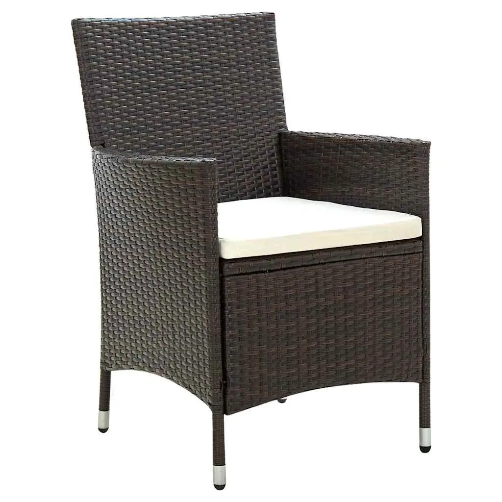 Outdoor Dining Set Brown Rattan 3 Piece Garden Furniture Table with Chairs