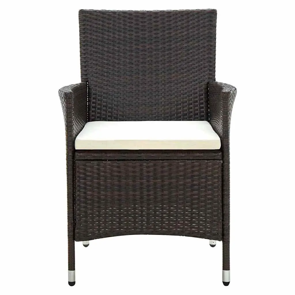 Outdoor Dining Set Brown Rattan 3 Piece Garden Furniture Table with Chairs