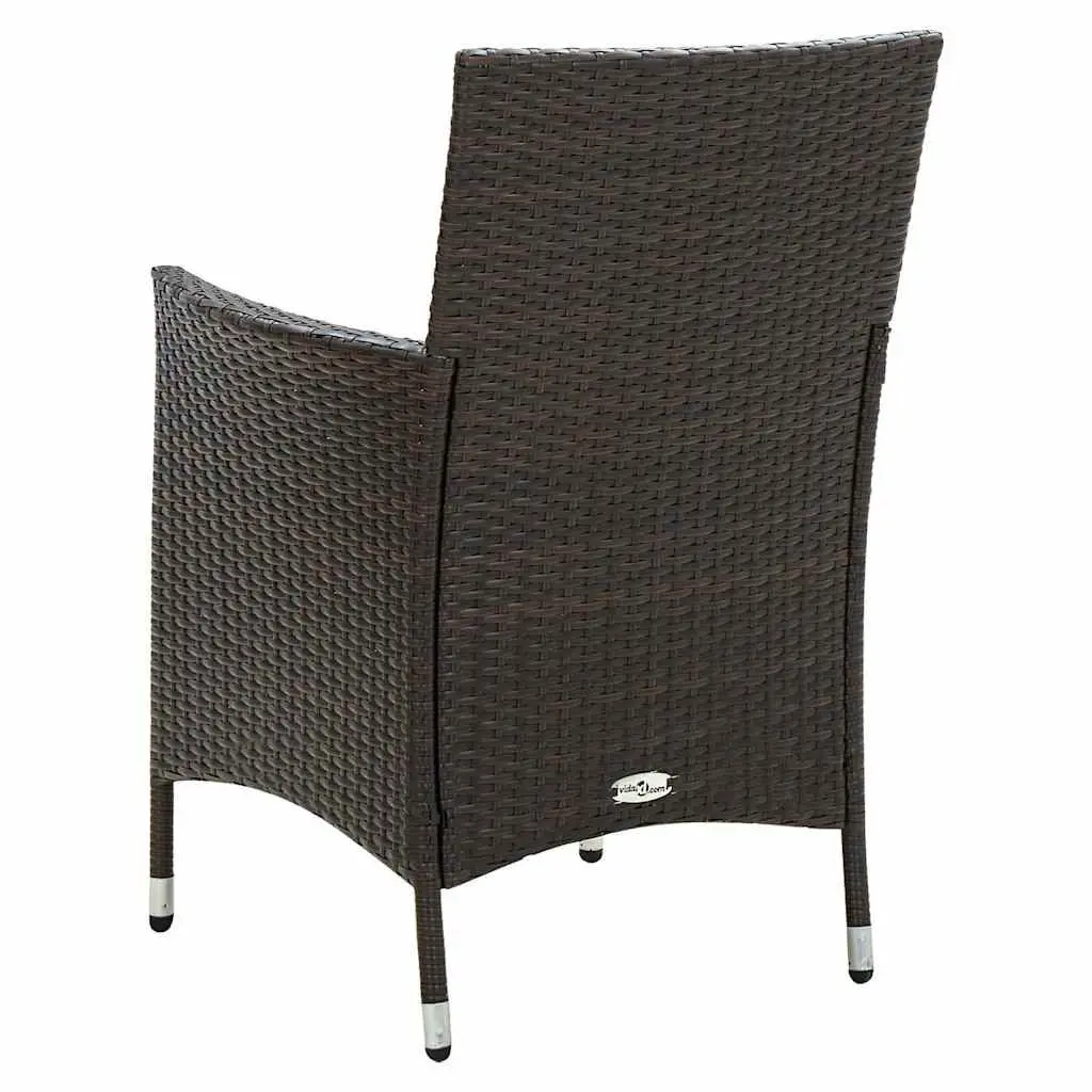 Outdoor Dining Set Brown Rattan 3 Piece Garden Furniture Table with Chairs
