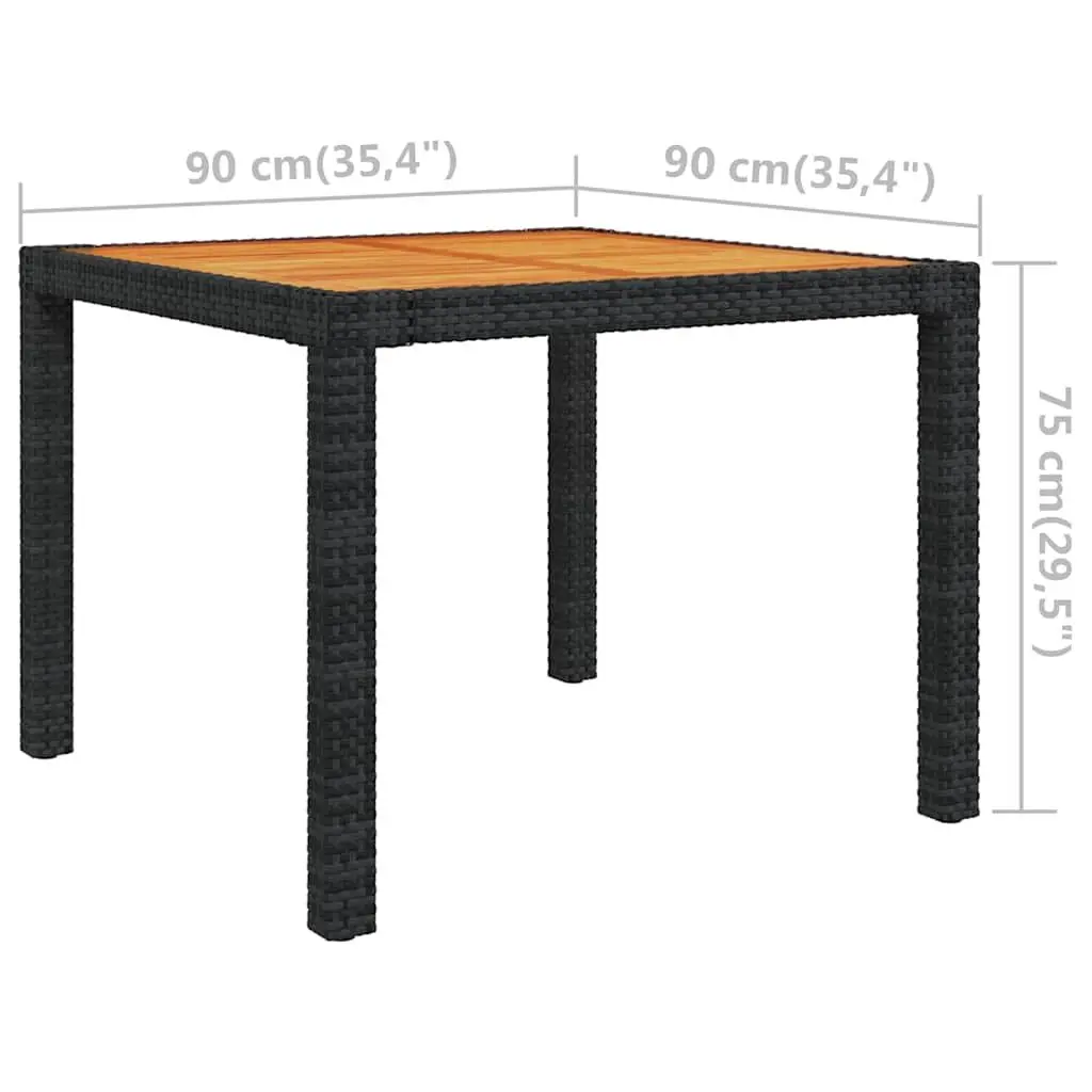 Outdoor Dining Set 3 Piece Black Poly Rattan with Cushions