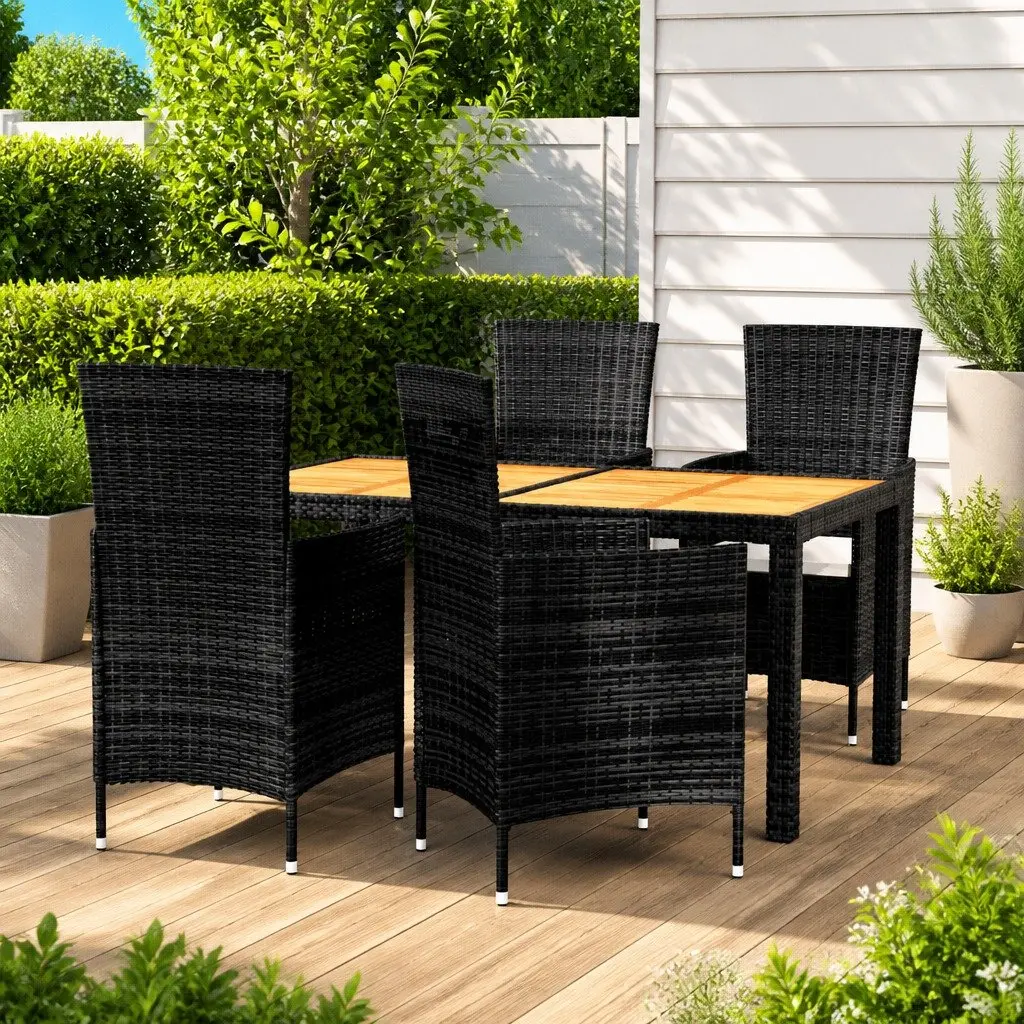 Outdoor Dining Set Cushioned Chairs Table 5 Piece