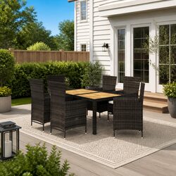 Friendly 7-Piece Black Outdoor Dining Set with Cushions