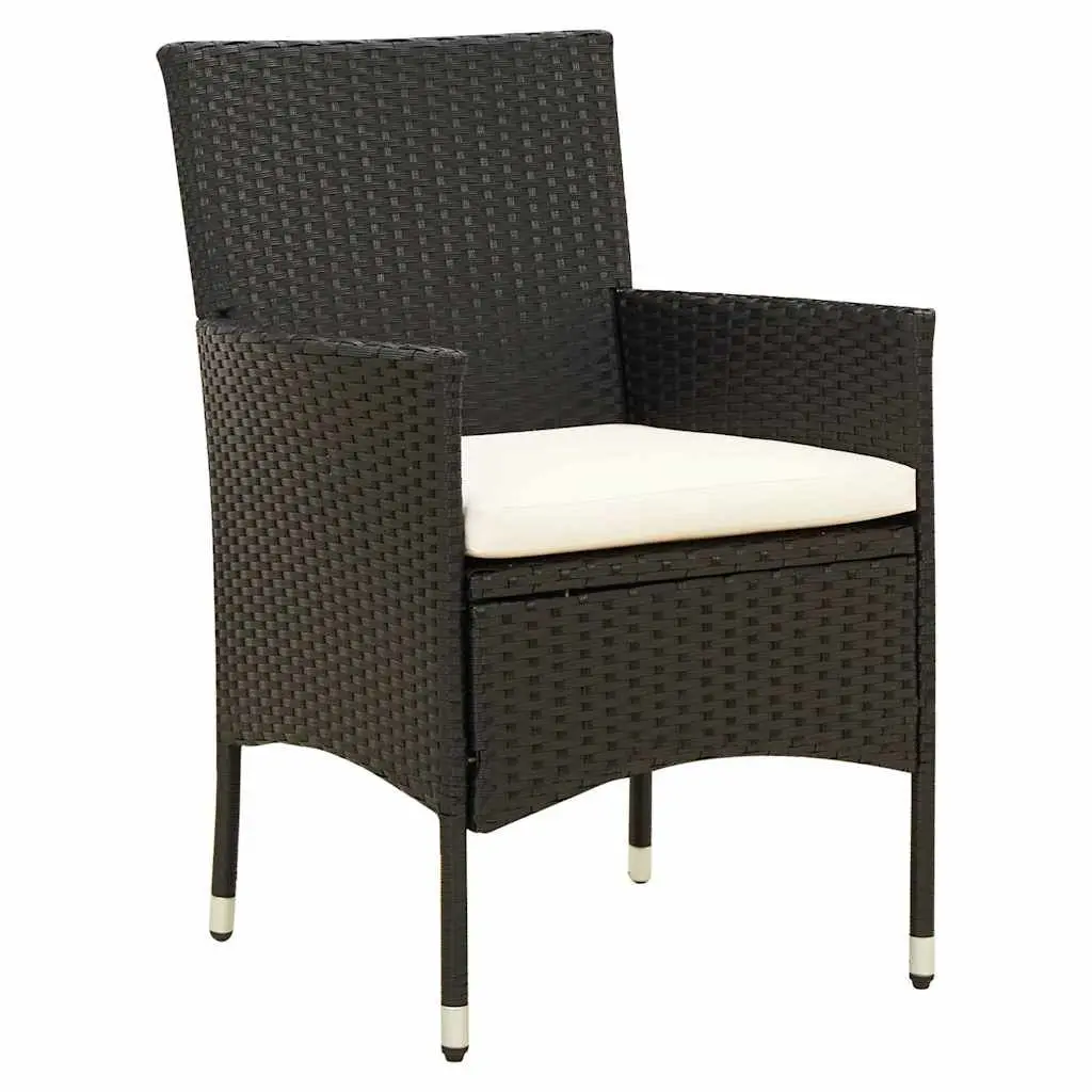 Outdoor Dining Set 7 Piece Garden Furniture Weather Resistant PE Rattan Black with Cushions