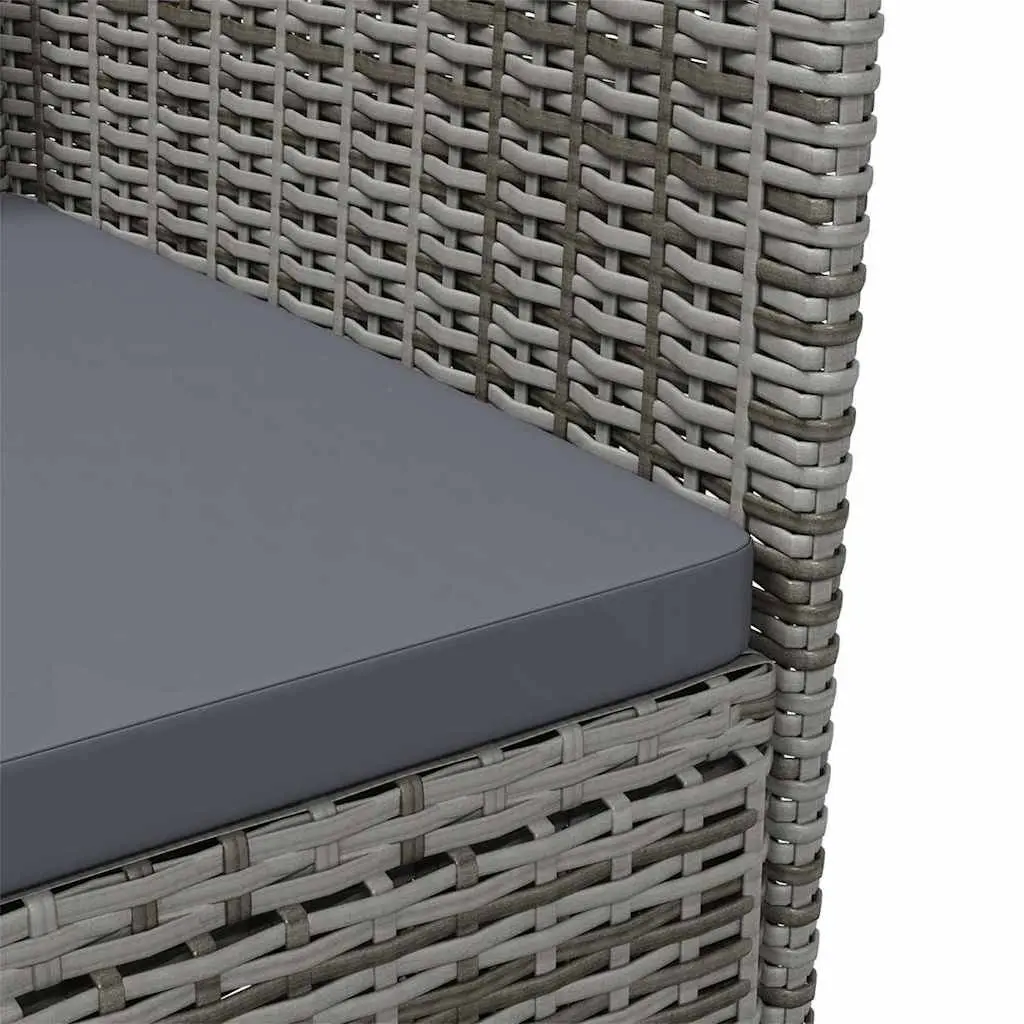 3 Piece Grey Outdoor Dining Set with Cushions Durable PE Rattan and Steel Frame Suitable for Garden and Patio Use