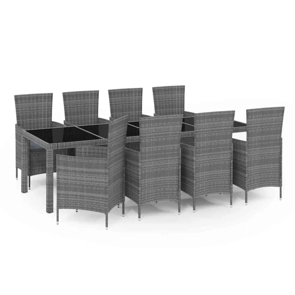Garden Furniture Set 9 Piece Grey PE Rattan with Powder Coated Steel Frame