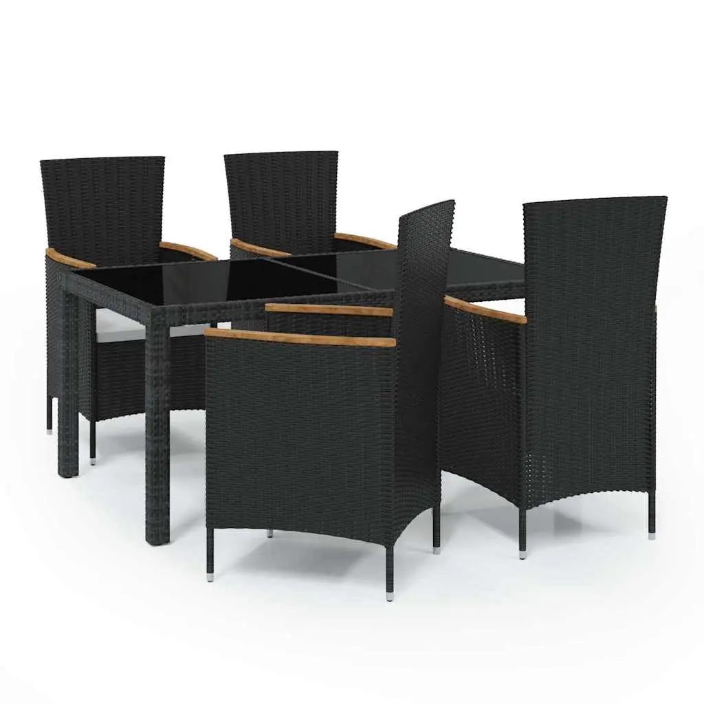 Outdoor Dining Set 5 Piece Weather-Resistant PE Rattan Garden Furniture Black