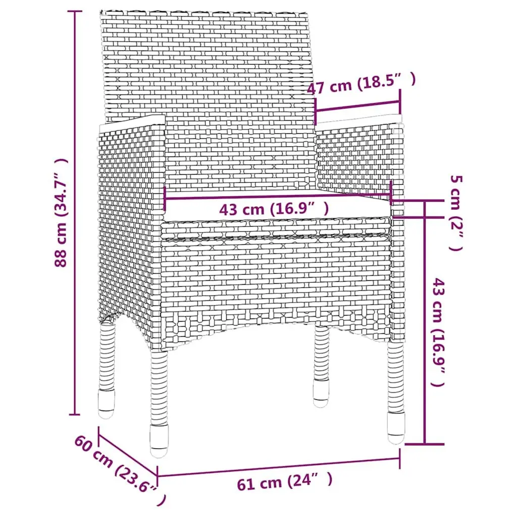 Outdoor Dining Set 7 Piece Weather Resistant PE Rattan Patio Furniture Table and Chairs Black