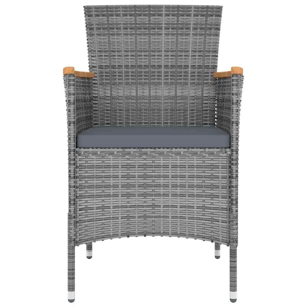 Outdoor Dining Set 5 Piece Grey Poly Rattan Garden Furniture with Cushions
