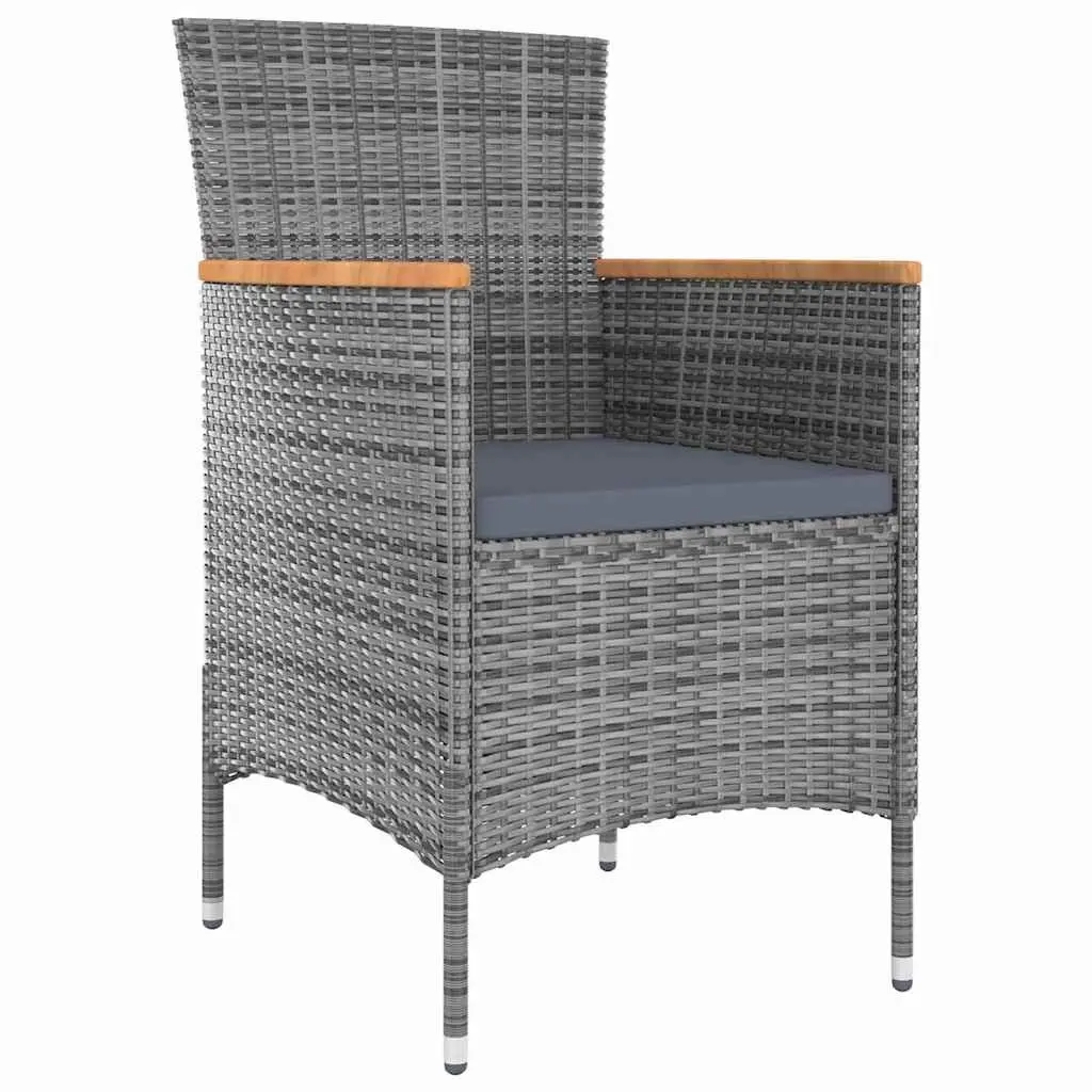 5 Piece Garden Furniture Set Outdoor Dining with Grey Cushions Weather Resistant PE Rattan and Durable Steel Frame