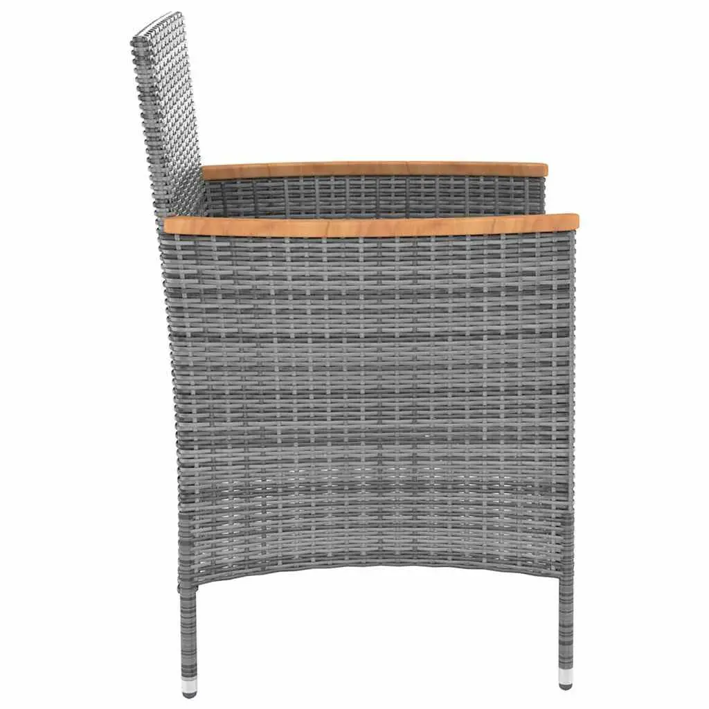 Outdoor Dining Set 9 Piece Grey Poly Rattan with Cushions