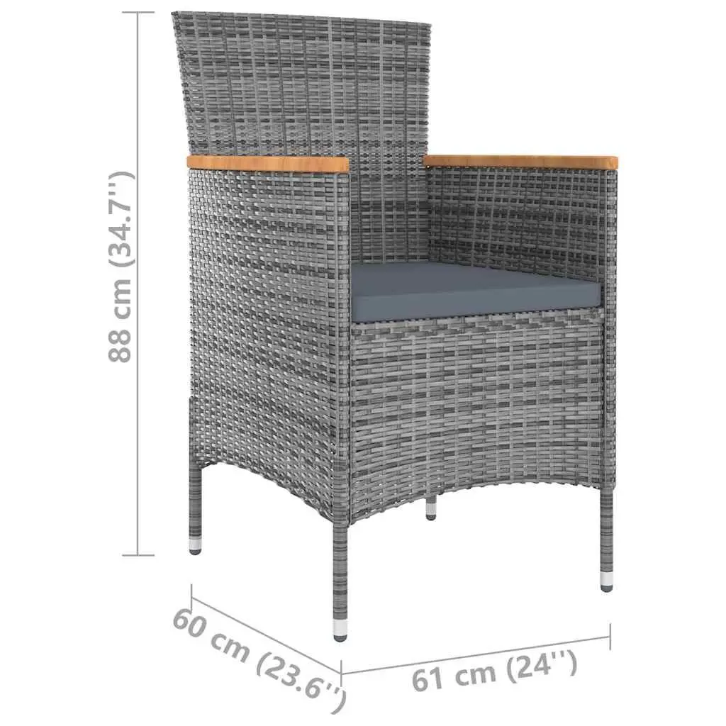 Outdoor Dining Set 9 Piece Grey PE Rattan Steel Frame Cushions