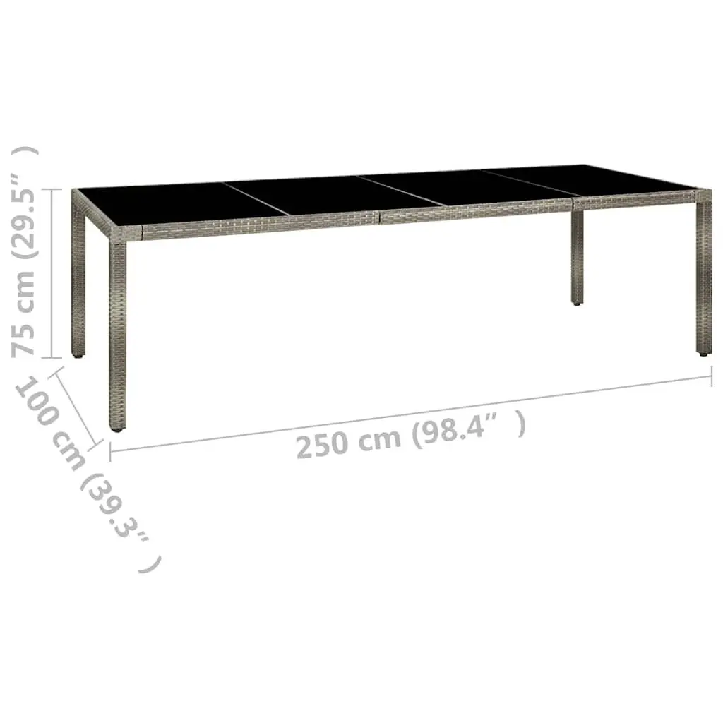 Outdoor Dining Set 9 Piece Grey PE Rattan Steel Frame Cushions