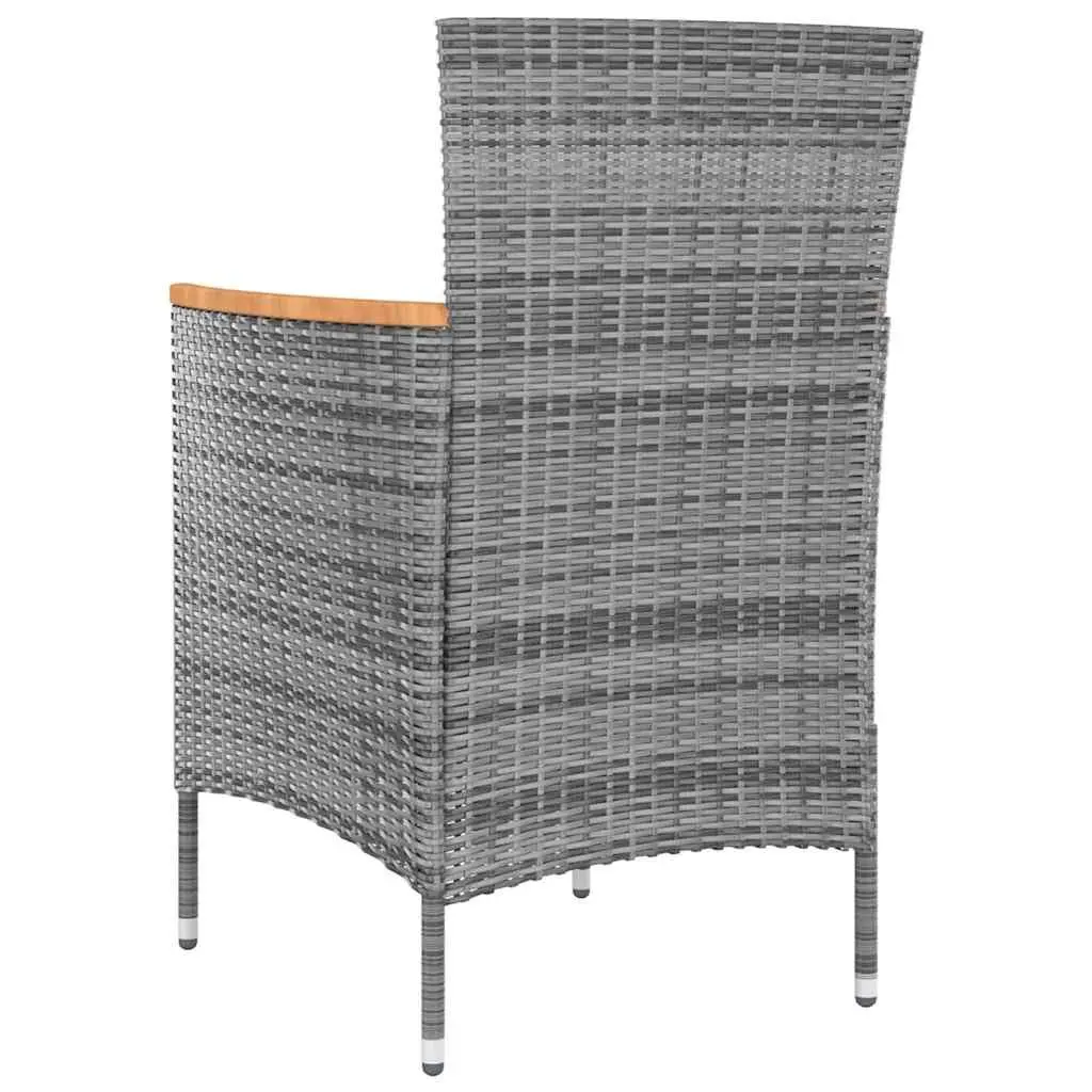 Outdoor Dining Set 9 Piece Grey PE Rattan Steel Frame Cushions