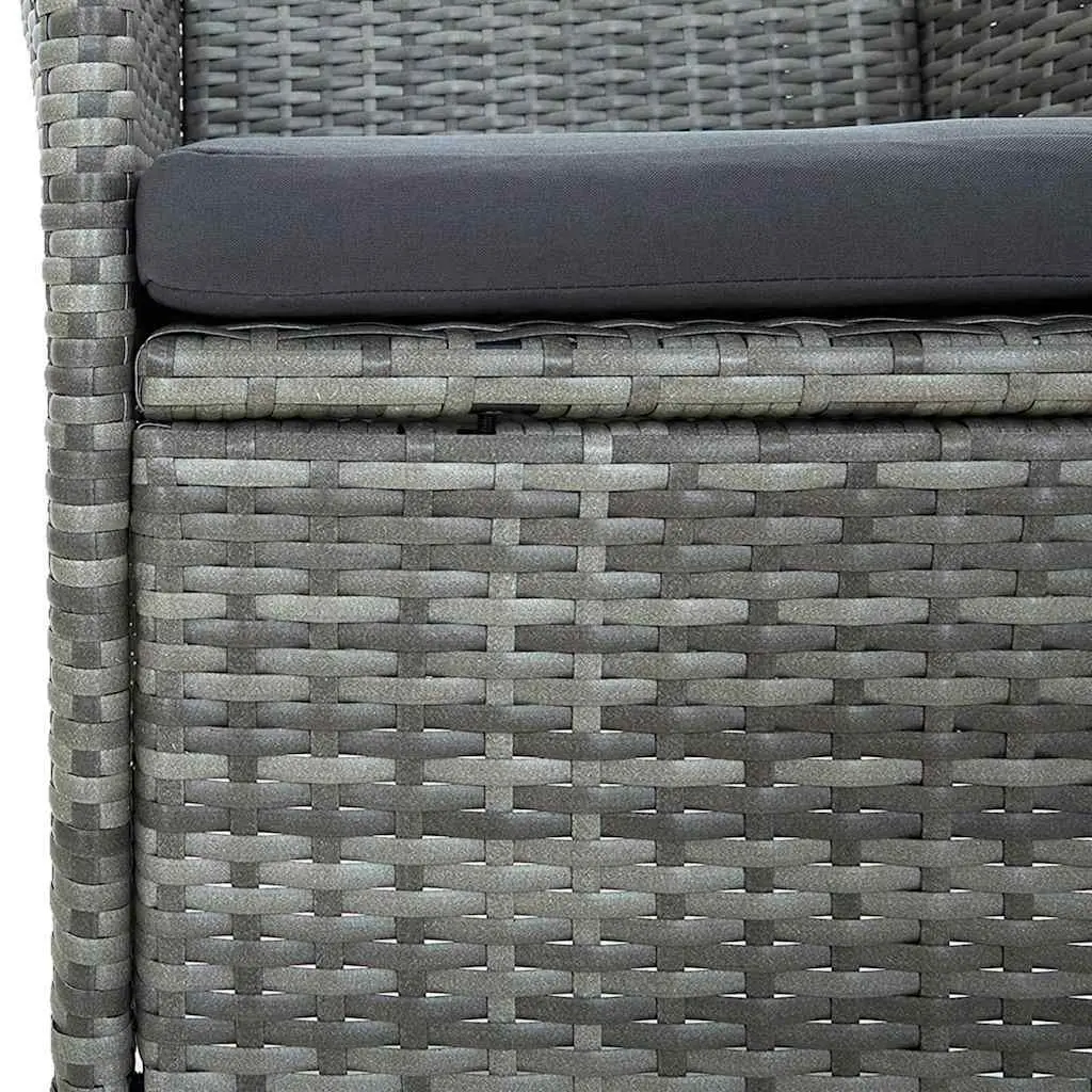 Outdoor Dining Set 9 Piece Grey PE Rattan Steel Frame Cushions