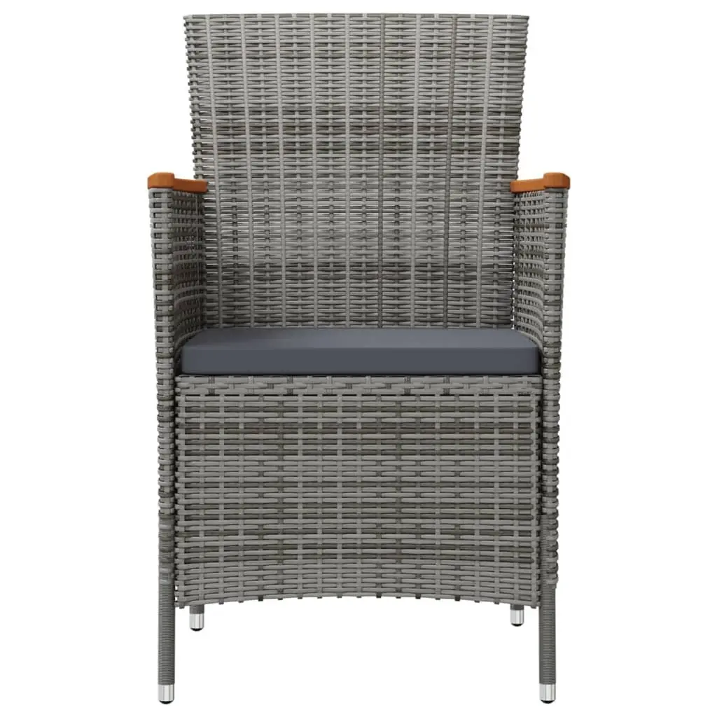 11 Piece Garden Furniture Set Outdoor Dining Poly Rattan Steel Frame with Grey Cushions