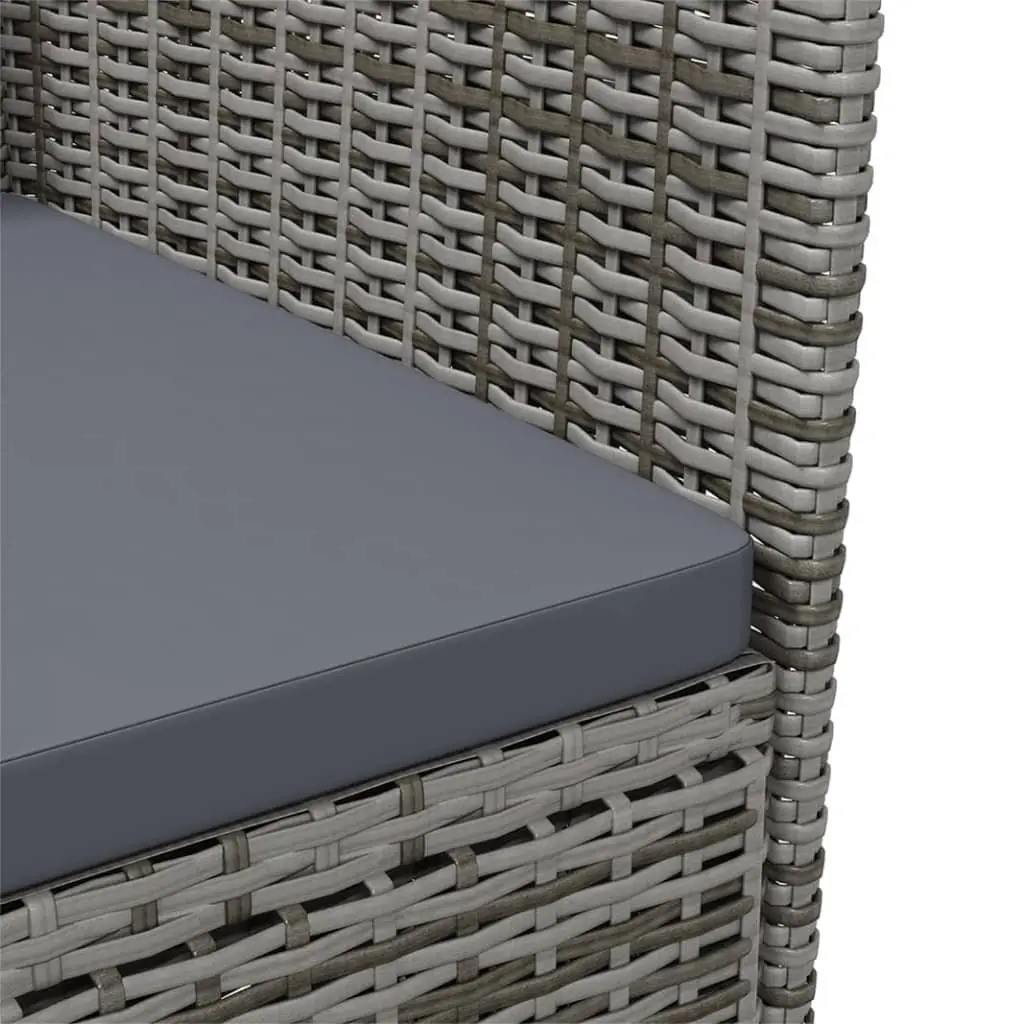 11 Piece Garden Furniture Set Outdoor Dining Poly Rattan Steel Frame with Grey Cushions