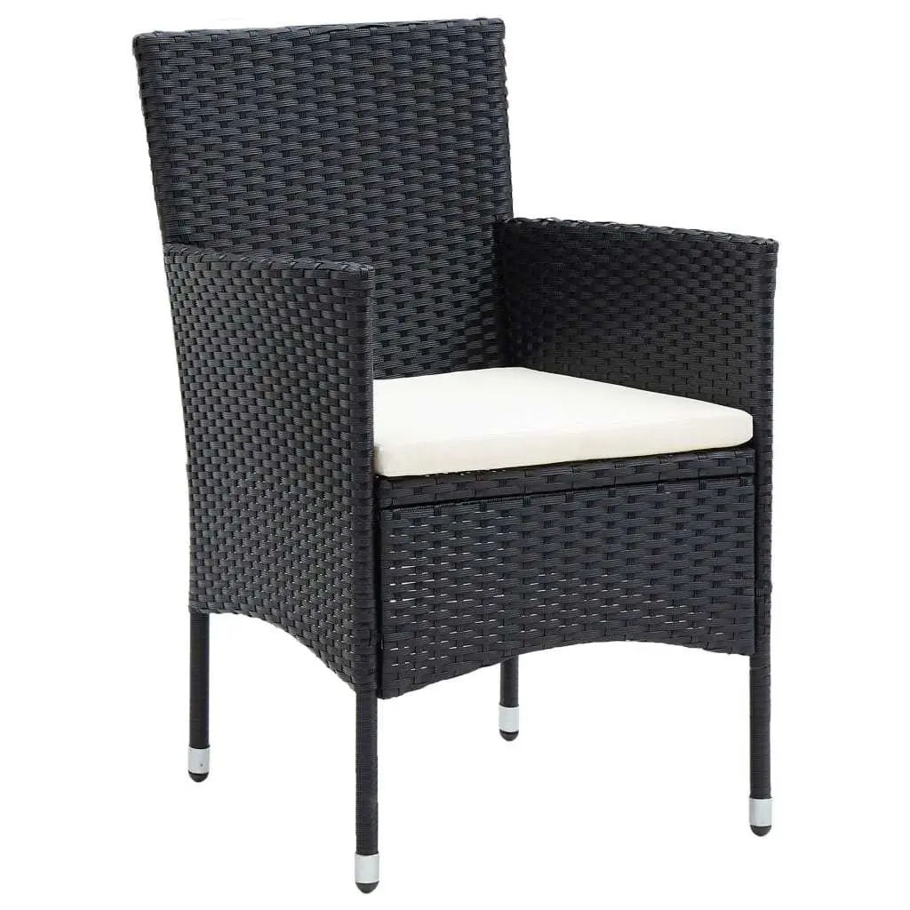 5 Piece Garden Dining Set Weather-Resistant PE Rattan Chairs Table Outdoor Patio Furniture Black