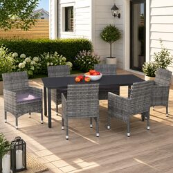Friendly 7 Piece Garden Dining Set with Stylish Cushions