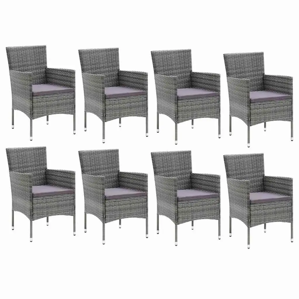 Garden Dining Set 9 Piece Outdoor Patio Furniture Grey Poly Rattan Chairs Table