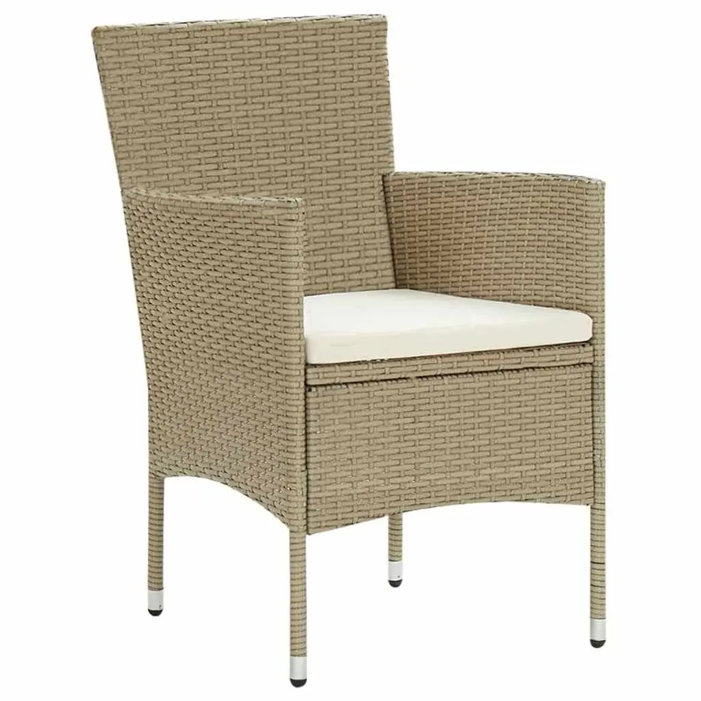 Garden Dining Set 7 Piece Outdoor Furniture Patio Table Chairs Cushions Beige