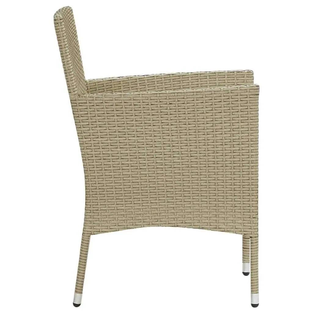 Garden Dining Set 7 Piece Outdoor Patio Furniture PE Rattan Beige Glass Table