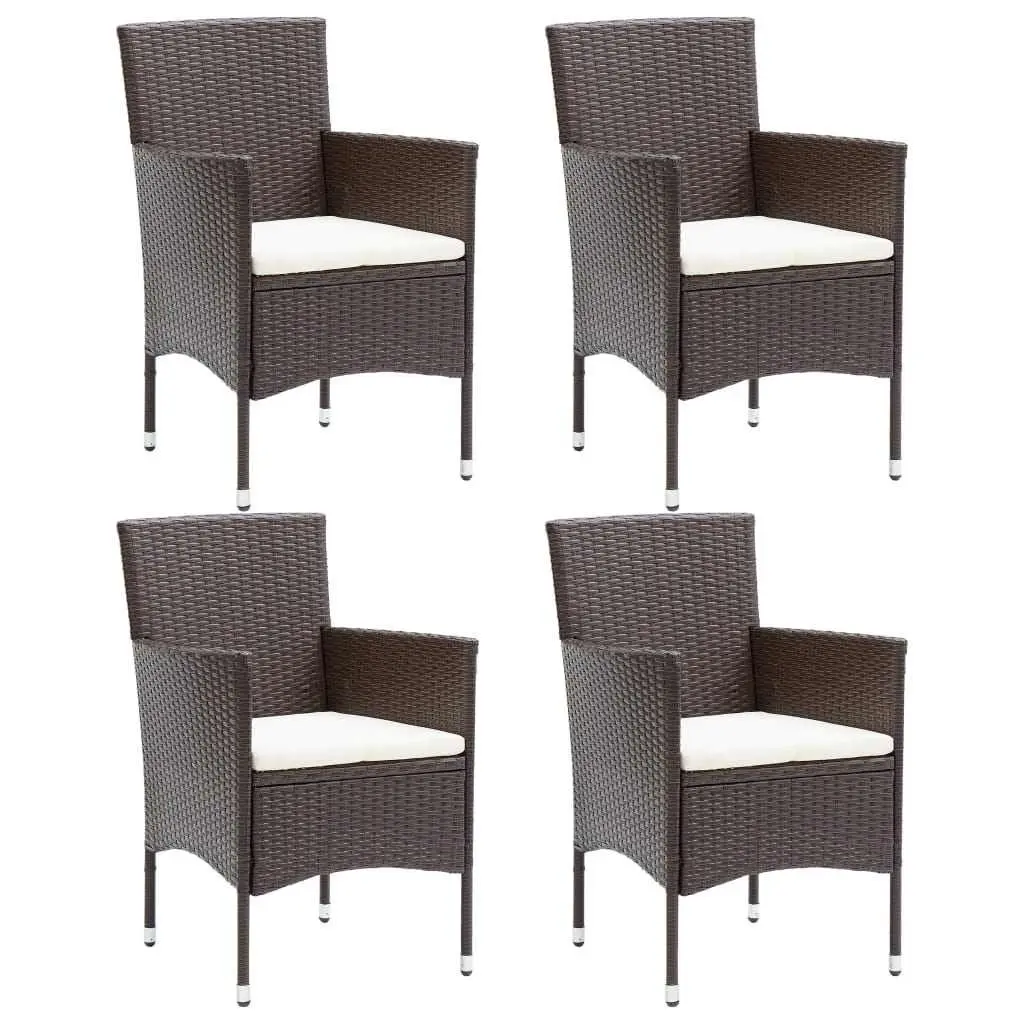 5 Piece Garden Dining Set Outdoor Furniture Weather-resistant PE Rattan Brown
