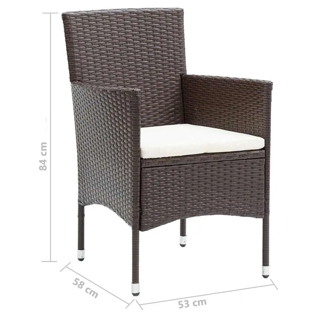 7 Piece Outdoor Dining Set with Glass Top and Padded Chairs Weather Resistant PE Rattan for Garden and Patio Furniture