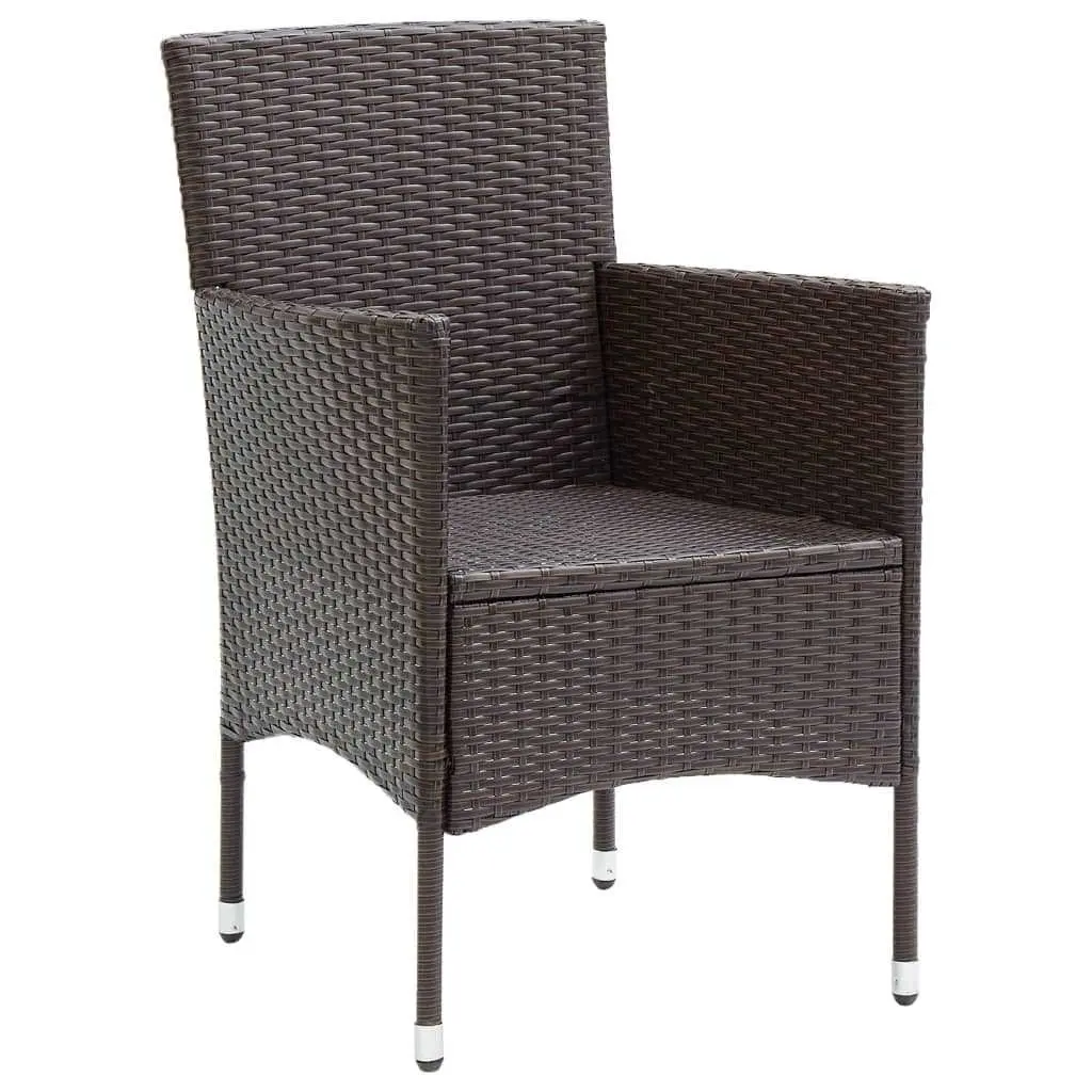 Outdoor Furniture Set 9 Piece Cushioned Dining Set with Glass Table Weather-Resistant PE Rattan Steel Frame in Brown