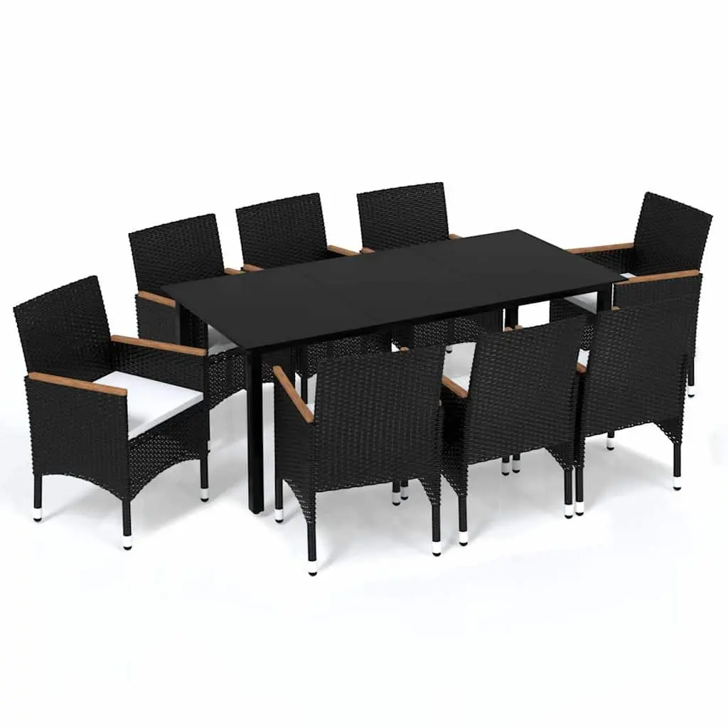 Garden Dining Set 9 Piece Outdoor Patio Furniture Weather-resistant PE Rattan Black