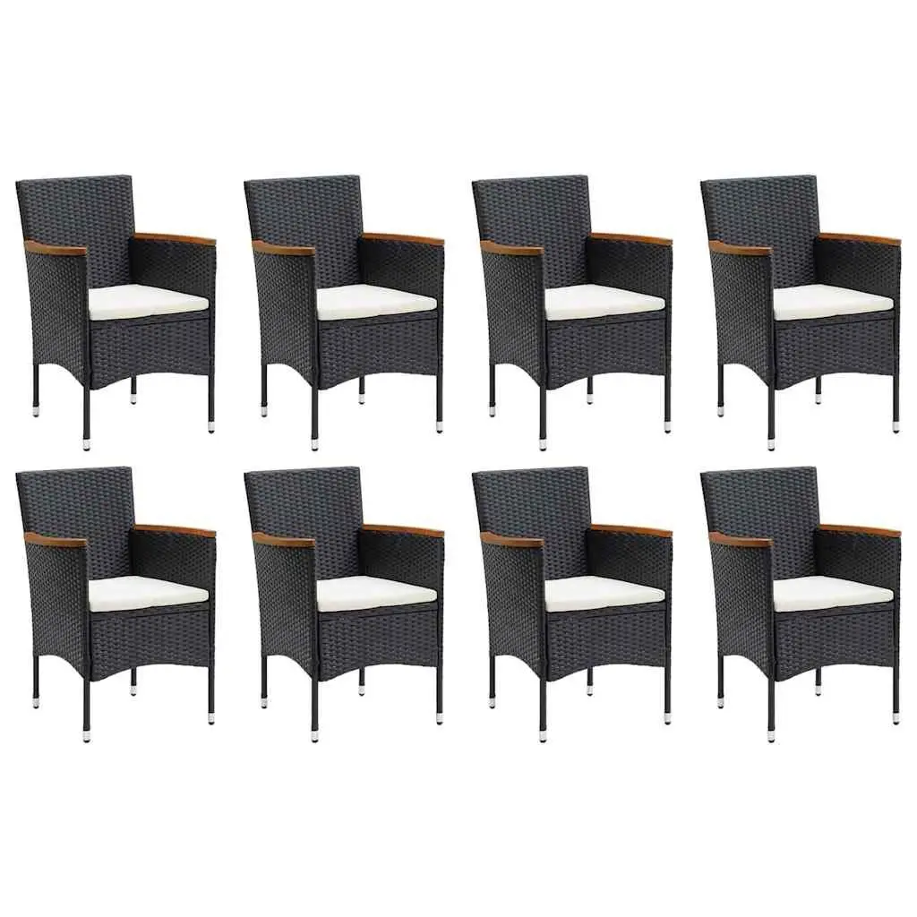 Garden Dining Set 9 Piece Outdoor Patio Furniture Weather-resistant PE Rattan Black