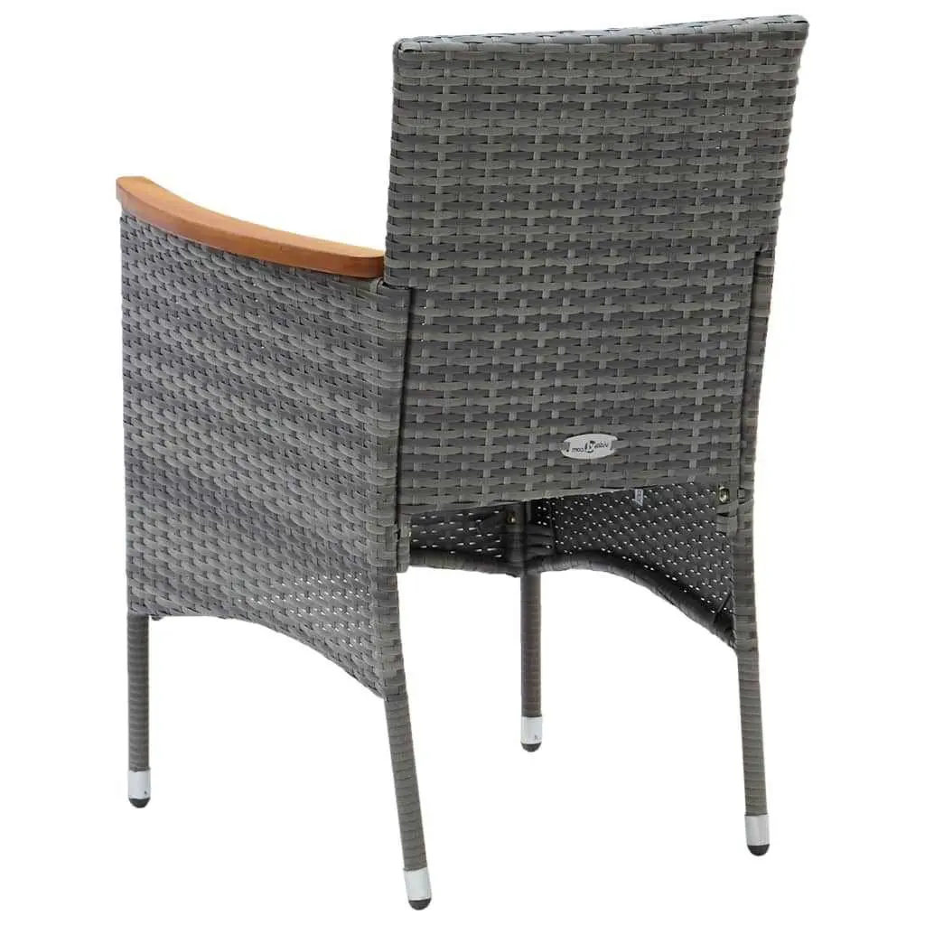 Outdoor Dining Set 5 Piece Grey PE Rattan Chairs Glass Table Patio Furniture