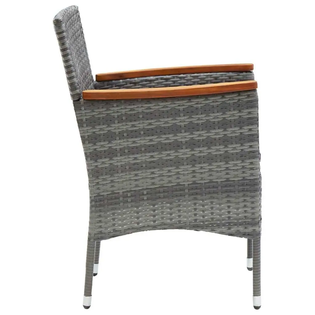 7 Piece Outdoor Dining Set Grey Poly Rattan Furniture with Cushions and Glass Top