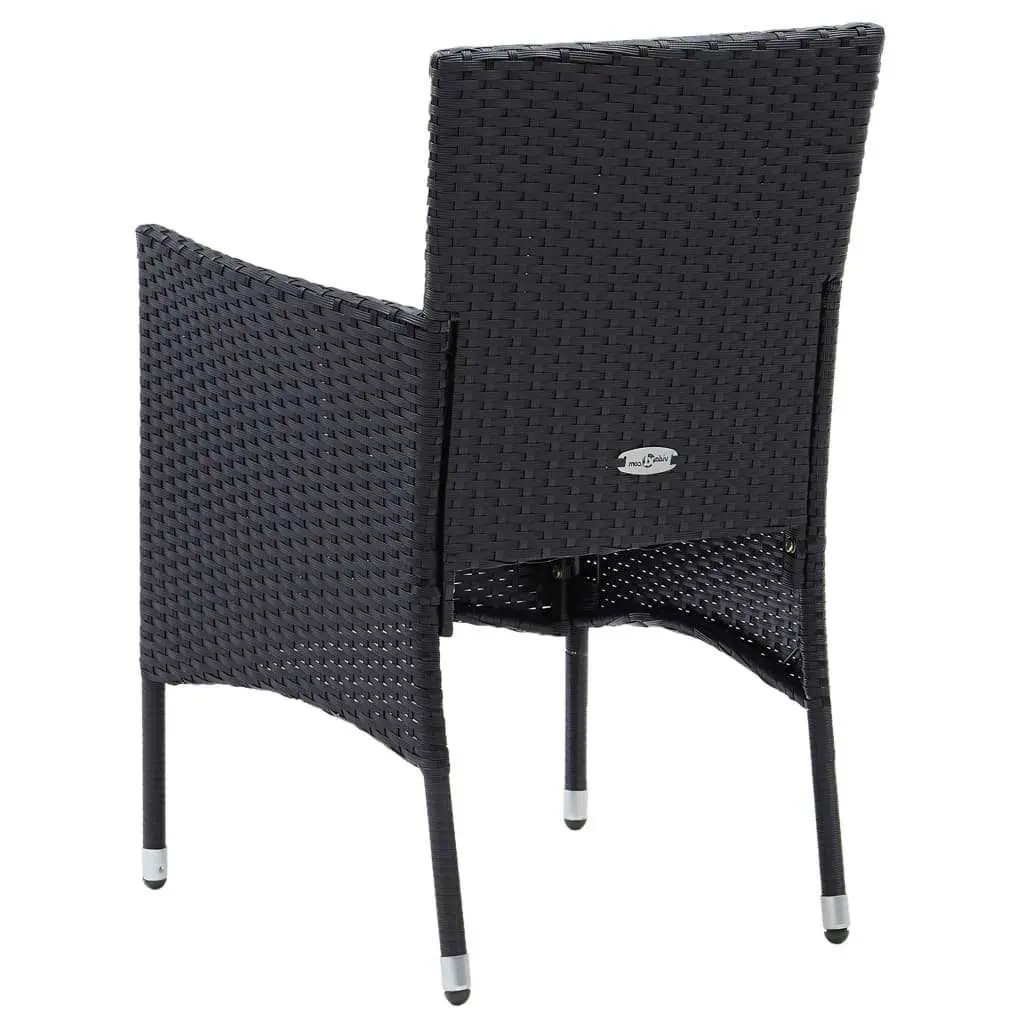 5 Piece Outdoor Dining Set Black PE Rattan Patio Garden Furniture with Cushions