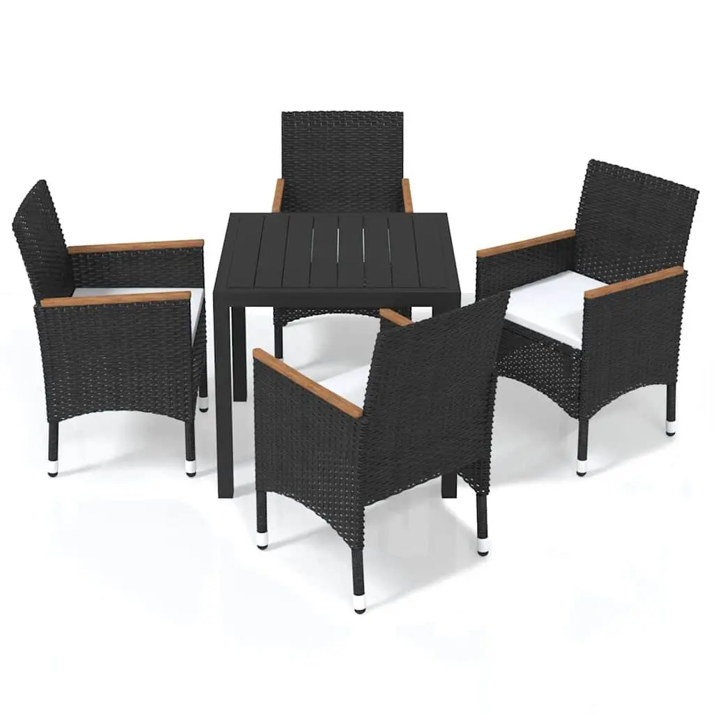Garden Dining Set 5 Piece Outdoor Patio Furniture Weather-Resistant PE Rattan Chairs Table Black