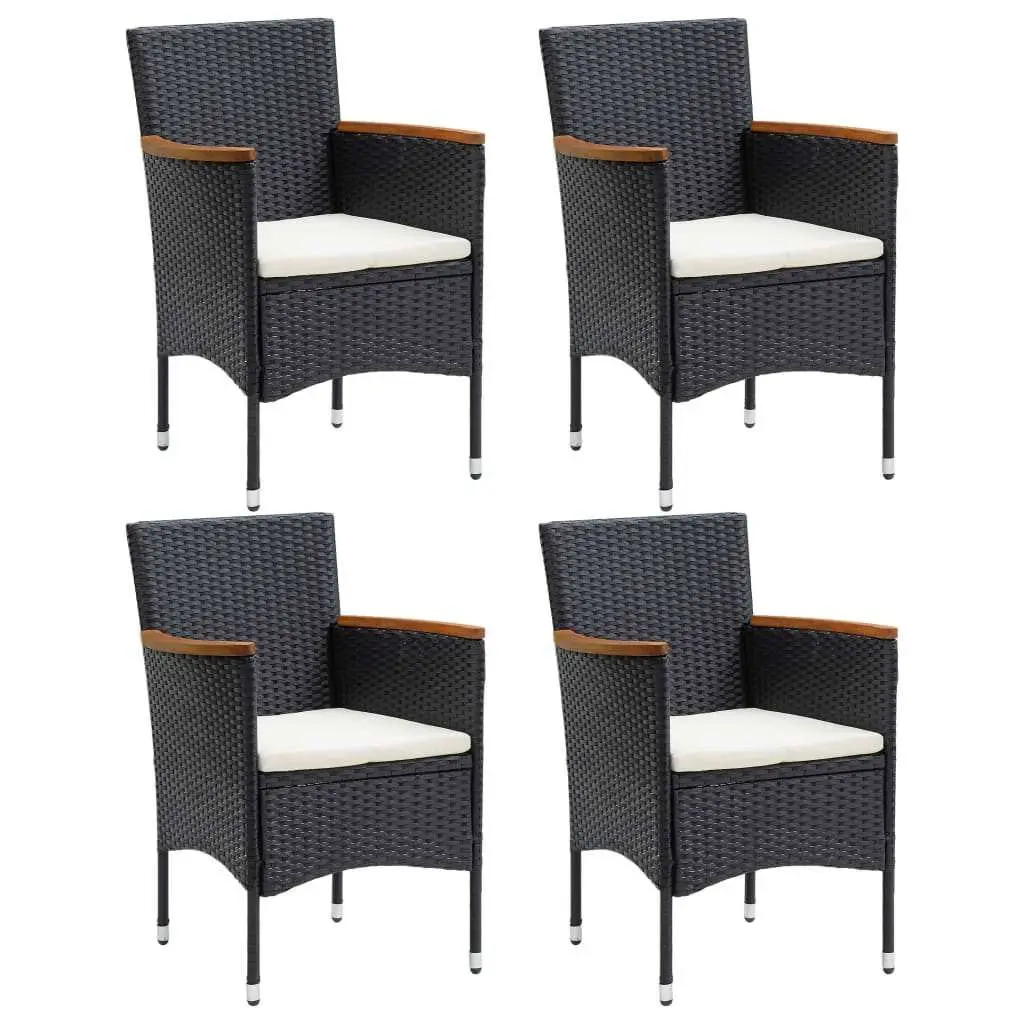 Garden Dining Set 5 Piece Outdoor Patio Furniture Weather-Resistant PE Rattan Chairs Table Black
